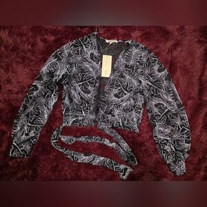 Floral Black and White Crop Top